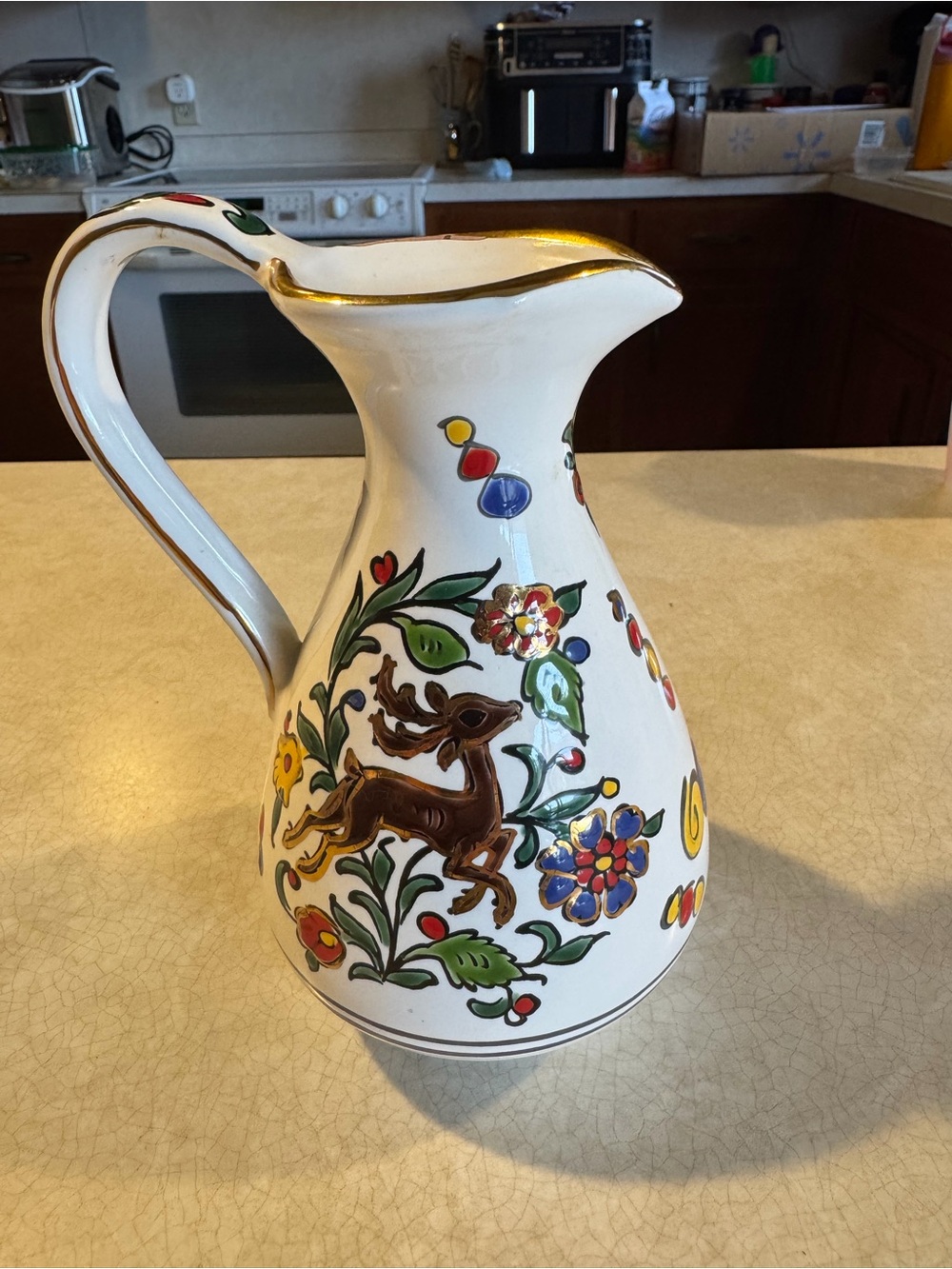 MANOUSAKIS KERAMIK RODOS GREECE SMALL PITCHER REINDEER